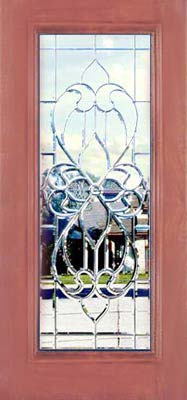 mahogany door with leaded glass window