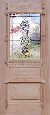 mahogany leaded glass door