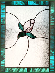 Rosebud stained leaded glass window