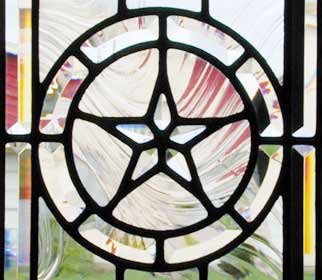 Custom Texas Star leaded glass bevel sidelight window