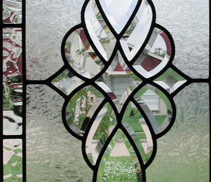 Custom leaded glass vertical bevel sidelight window