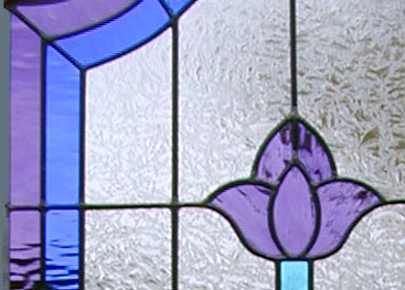 stained and leaded glass tulip custom door window