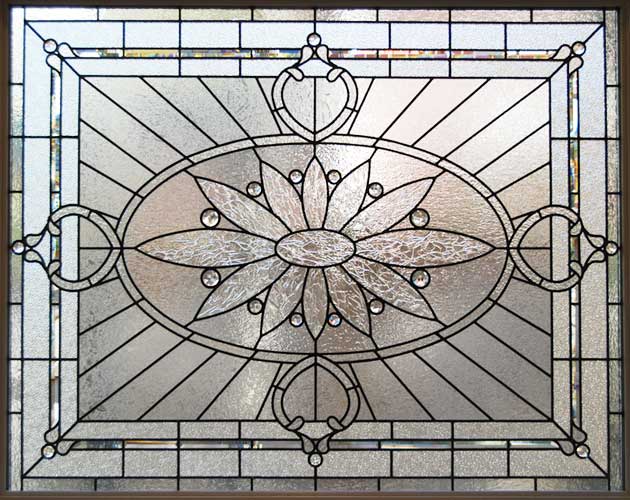 large leaded glass privacy window custom