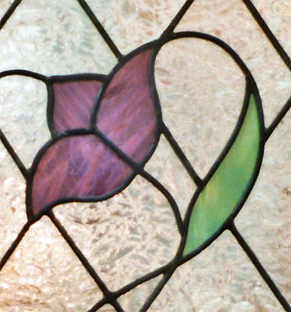 purple tulip diamonds custom stained glass window