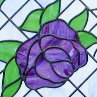 4 roses custom stained and leaded glass sidelight window