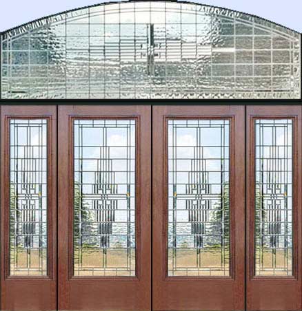 Custom entry with pencil bevels in the leaded glass window