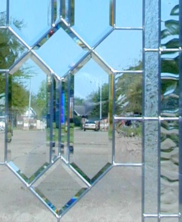 Custom leaded glass arched bevel window