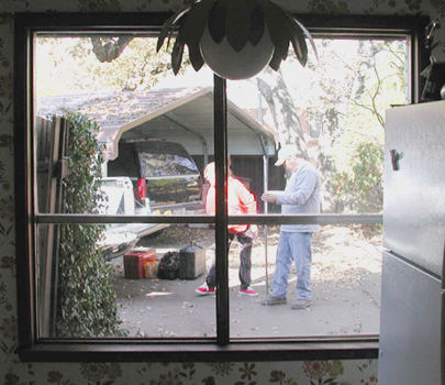 before installation of leaded glass bevel window