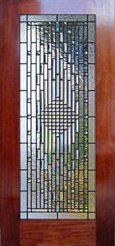 Custom leaded glass pencil bevel door window