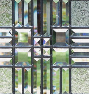 leaded glass transom window of clear textured glass custom glass design