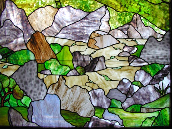 Custom stained and leaded glass window 2 for the for the Chapel at Bethany Lutheran Church in Austin, Texas, created by Jack McCoy