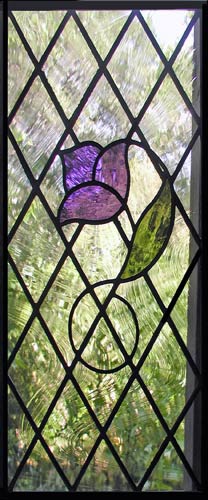 Custom stained and leaded Diamond tulip window