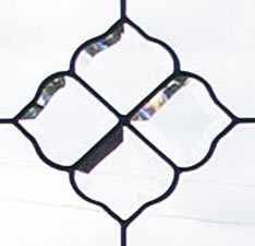 Closeup of leaded glass beveled window