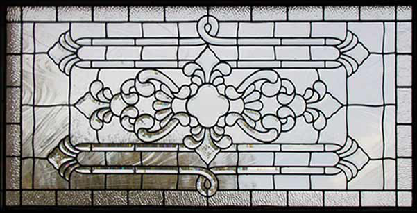 Custom leaded glass horizontal Victorian style bevel transom window