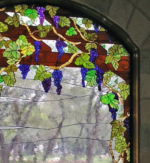 Custom stained glass Victorian style grapes window