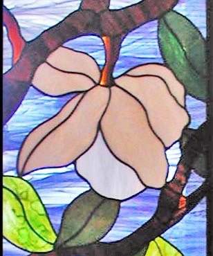 magnolias custom stained and leaded glass windows