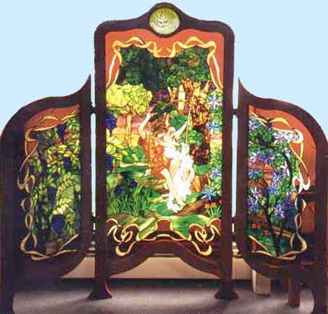 Custom stained glass standing screen